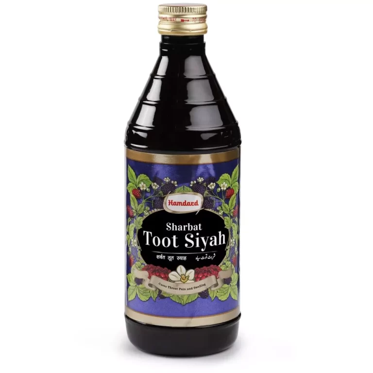 Hamdard Sharbat Toot Siah is a popular Unani herbal remedy primarily used to alleviate sore throat, inflammation, and chest congestion