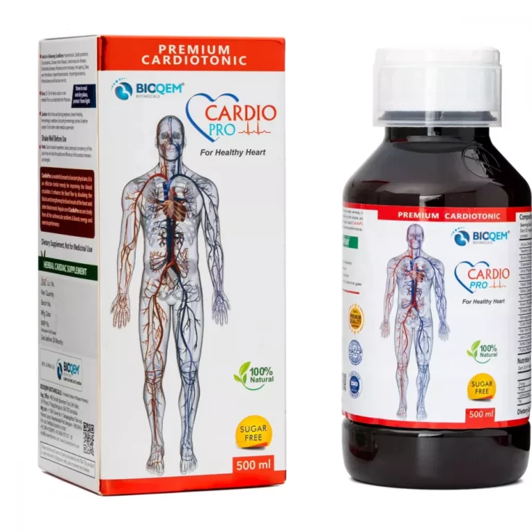 Bioqem Pharma Cardio Pro Syrup Sugar Free (500ml) is an effective herbal and Ayurvedic cardiac tonic designed to promote heart health