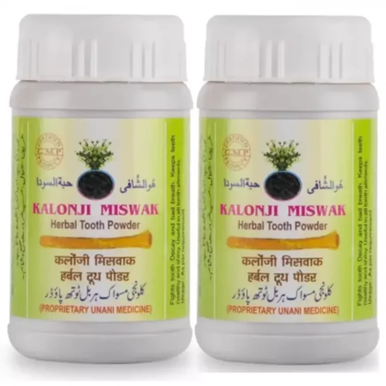 Mohammedia Kalonji Miswak Herbal Tooth Powder is an Unani formulation intended for comprehensive oral hygiene, available in a convenient 100g, Pack of 2
