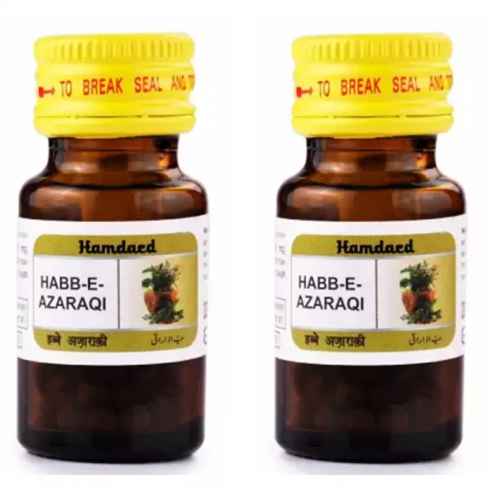 28695Hamdard Habbe Azaraqi is an Unani nervine tonic primarily used for neurological conditions such as paralysis, facial palsy, gout, arthritis, and joint pain5-1-1000 Hamdard Habbe Azaraqi is an Unani nervine tonic primarily used for neurological conditions such as paralysis, facial palsy, gout, arthritis, and joint pain