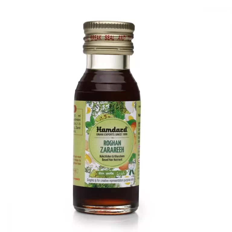 Hamdard Roghan Zarareeh (25ml) is a traditional Unani hair oil used to strengthen hair follicles, reduce excessive hair loss and hair thinning, and manage scalp conditions like alopecia areata