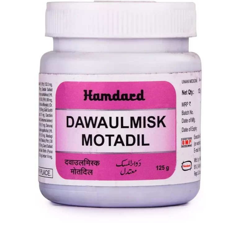 Hamdard Dawaul Misk Motadil is a traditional Unani herbal paste used as a general tonic to strengthen the heart, liver, and brain, and to help alleviate issues like weakness, palpitation, anxiety, and depression