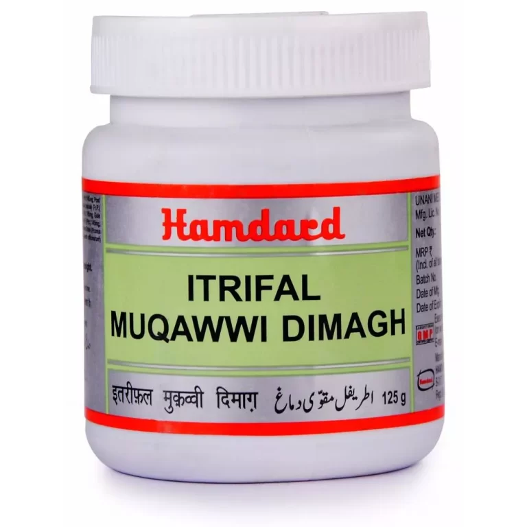 Hamdard Itrifal Muqawwi Dimagh is a Unani herbal preparation used as a brain tonic to improve memory, concentration, and eyesight, and to relieve chronic colds and headaches.