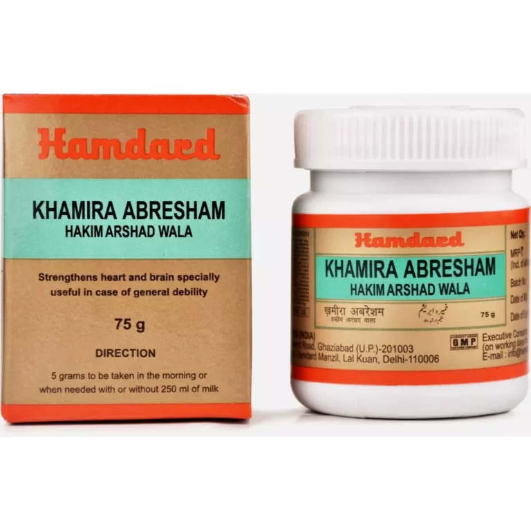Hamdard Khamira Abresham Hakim Arshad Wala (75g) is a potent Unani medicine primarily used as a cardiac and brain tonic to combat general debility and manage palpitations and anxiety